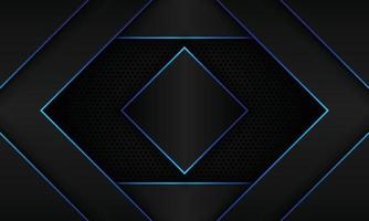 Abstract black geometry with blue line and shadows on halftone background. vector