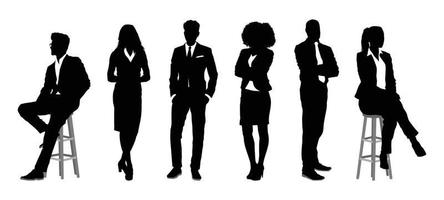 Individual Business People Silhouettes vector