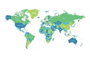 plantilla de mapa del mundo político con nombres de países vector