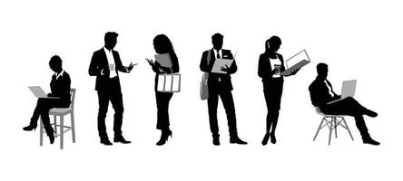 Individual Business People Silhouettes Holding Items vector
