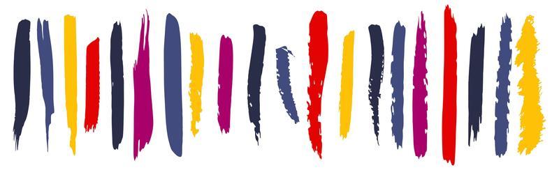 Set of different strokes of colored paint on a white background - Vector