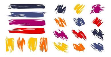 Set of different strokes of colored paint on a white background - Vector