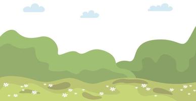 Panoramic bright summer forest landscape background - Vector