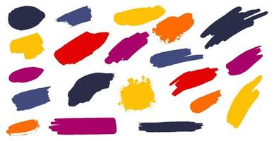 Set of different strokes of colored paint on a white background - Vector