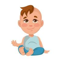 Baby boy sitting and waving, isolate on white background - Vector