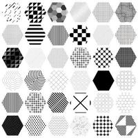 36 pcs different hexagons with different patterns - Vector