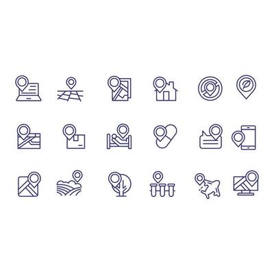 Map and location icon set vector design