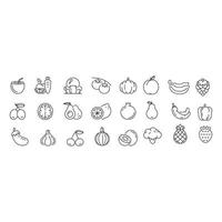 diseño de vectores de iconos de frutas y verduras