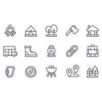 camping line icons vector design