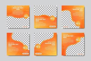 Set of Editable square social media post banner template. Orange gradient background color with stripe line shape. Suitable for media post and web internet ads. Vector illustration with photo college