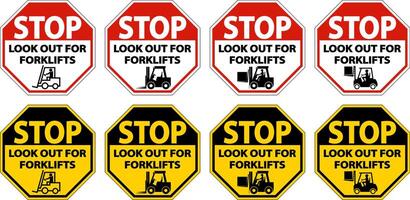 Stop Look Out For Forklifts Sign On White Background vector