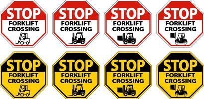 Stop Forklift Crossing Sign On White Background vector