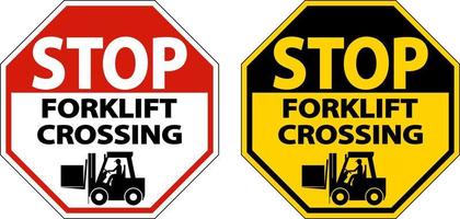 Stop Forklift Crossing Sign On White Background vector