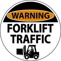 Warning Forklift Traffic Floor Sign On White Background vector