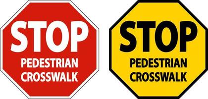 Stop Pedestrian Crosswalk Sign On White Background vector