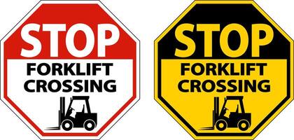 Stop Forklift Crossing Sign On White Background vector