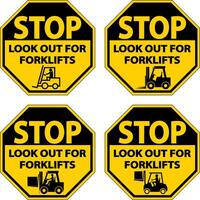 Stop Look Out For Forklifts Sign On White Background vector