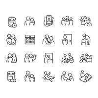 home health line icons vector design