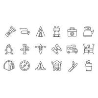 camping line icons vector design