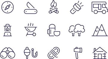 camping line icons vector design