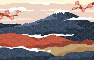 Japan Mountain Scenery Textured Background vector