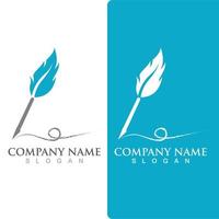 Feather pen Logo template vector