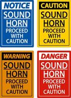 Sound Horn Proceed With Caution Sign On White Background vector