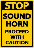 Sound Horn Proceed With Caution Sign On White Background vector