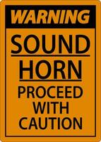 Sound Horn Proceed With Warning Sign On White Background vector