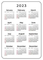 Pocket calendar template for 2023 year vector