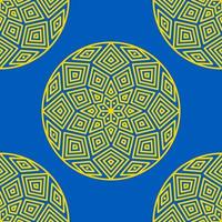 Seamless pattern with mandala in the colors of the Ukrainian flag. vector