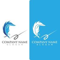 Feather pen Logo template vector