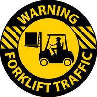 Warning Forklift Traffic Floor Sign On White Background vector