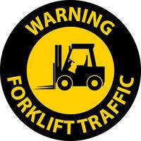 Warning Forklift Traffic Floor Sign On White Background vector