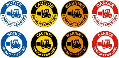 Forklift Crossing Sign On White Background vector