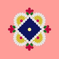 patrón de ornamento de arte cultural, diseño de vacaciones del festival diwali con rangoli y flores, mandala de flores. elementos decorativos antiguos. oriental, ilustración vectorial. islam, árabe, indio vector