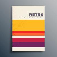 Retro design background with vintage grunge texture and colored stripes. Vector illustration.