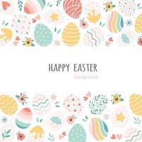 Happy Easter background with painted Easter eggs. Hand drawn vector