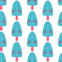 Funny kids popsicle pattern. kawaii vector frozen ice in seamless print