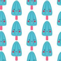 Funny kids popsicle pattern. kawaii vector frozen ice in seamless print