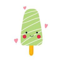 Personaje de dibujos animados kawaii helado aislado sobre fondo blanco. vector