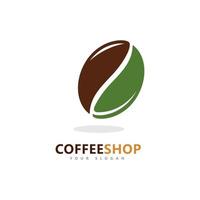 Coffee shop Minimalist vector logo. Coffee beans logo template