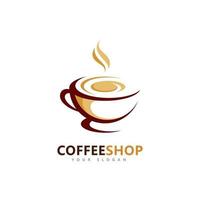 Coffee shop Minimalist vector logo. Coffee beans logo template