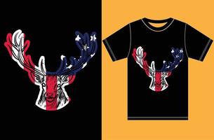 American Flag With Hunting T shirt Design. vector