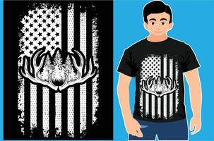 American Flag With Hunting T shirt Design. Hunter Lover Vector Design..