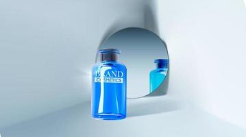 Cosmetic Product on the mirror with abstract background . Minimalism style composition. Cosmetic branding banner vector