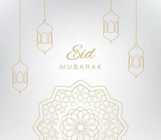 banner de eid mubarak con estilo de línea vector