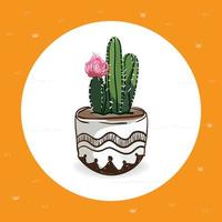 lindo cactus con estilo de dibujo a mano vector