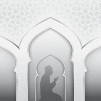 Illustrations of the Muslim silhouettes praying vector