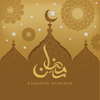 ramadan mubarak hermosa tarjeta de saludo con caligrafía árabe vector